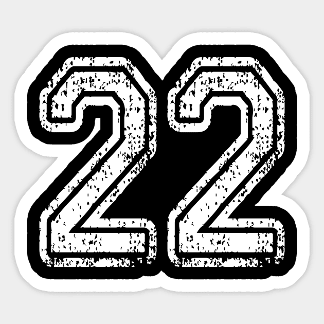 Number 22 Grungy in white Sticker by Sterling